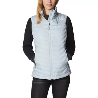 Columbia Powder Lite Puffer Vest Women Cirrus Gray Omni-Heat Full Zip KFC546