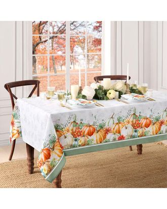 Elrene Pumpkin Harvest Vine Double Border Tablecloth