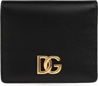 Dolce & Gabbana Black Leather Wallet With Gold Logo Detail