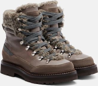 Brunello Cucinelli Stivaletti in pelle con shearling