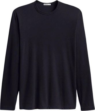 James Perse Tops, Heren, Blauw, M, Longsleeve Crewneck Deep