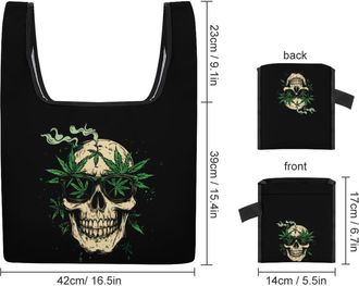 Generic Weed Skull Shopping Bag Reusable Grocery Tote Bag Foldable Handbag for Travel Picnic