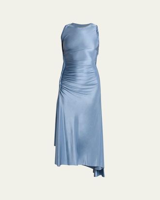 Victoria Beckham Sleeveless Twisted-Trim Satin Midi Dress