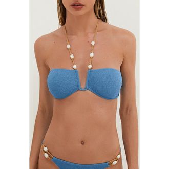 Vix Firenze Ney Carol Beaded Bikini Top in Blue at Nordstrom Rack, Size X-Large