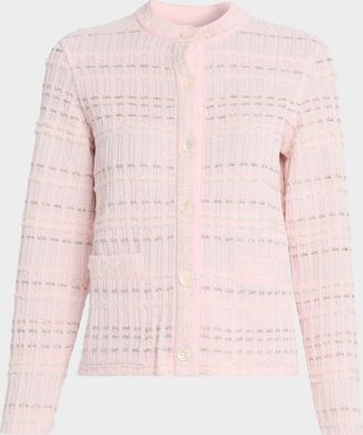 Thom Browne Seersucker Knit Crewneck Cardigan