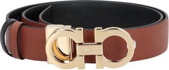 Ferragamo Brown Textured Reversible Cut To Size Belt