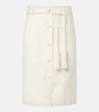 Poss&eacute; Elspeth belted wool midi skirt