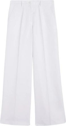 Aspesi High-Waist Wide Gabardine Broeken - Dames - Wijde Broeken - Wit - S - Katoen - Broeken