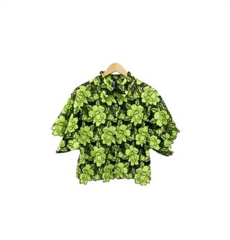 Berek Womens Lazer Garden Shirt In Kiwi/ Black