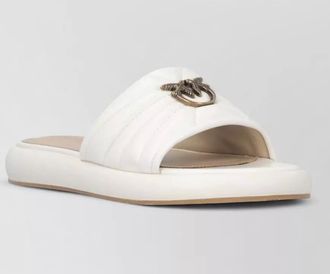 Pinko leather logo-embellished flat slides