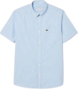 Lacoste Korte Mouw Regular Fit Gingham Shirt - Heren - Korte mouwen Overhemden - Blauw - 3XL - Katoen - Overhemden