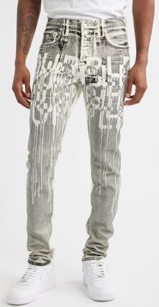 Purple Reverse Black Foil Skinny Jeans in Off White at Nordstrom, Size 31