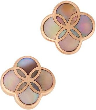 Jan Leslie Petal Gemstone With 18K Gold Overlay Sterling Stud Earring in Taupe at Nordstrom