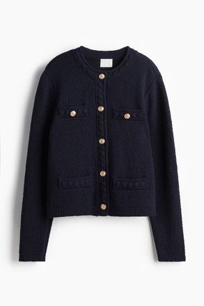 H&M Cardigan in Strukturstrick - Marineblau
