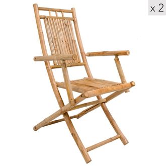 Nordlys Set 2 sillas de jardin en madera de bamb&uacute;