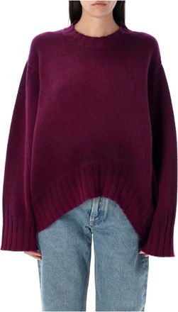 The Attico Bordeauxrode Gebreide kleding Aw 25 Sweater - Dames - Ronde hals truien - Paars - 2XS - Wol - Truien & Vesten