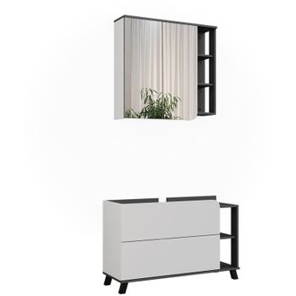 Vicco Conjunto De Muebles De Ba&ntilde;o Karen, Antracita/blanco, 2 Partes