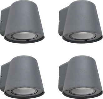 Forlight Forlight - Cone - 4 Apliques de Pared Exterior de 1 Foco GU10 con IP44 de Color Negro