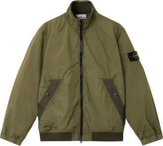 Stone Island CRINKLE REPS NY logo-patch bomber jacket - men - Polyurethane/Polyamide/Polyamide - XXXL - Green