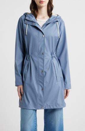 Ilse Jacobsen Hooded Waterproof Raincoat in Grey Blue at Nordstrom, Size 4 Us