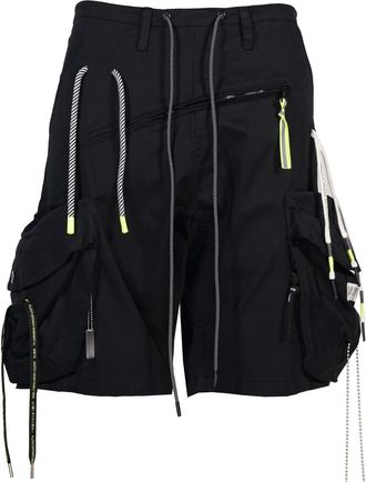 Mostly Heard Rarely Seen multi drawcord cargo shorts - men - Cotton/Fabric - L - Black