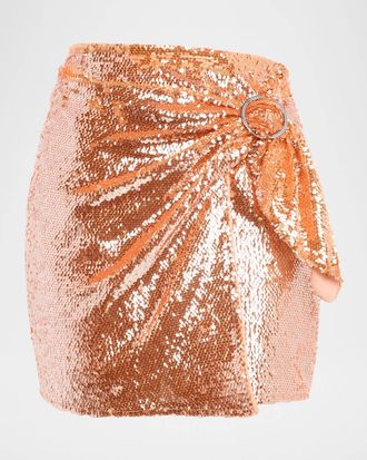 Toccin Dawson Sequined Sarong Mini Skirt