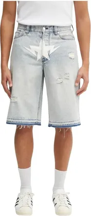 A Bathing Ape Destroyed Sta Denim Shorts - Heren - Denim shorts - Blauw - XL - Denim - Korte Broeken