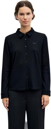 Gerard Darel Bambi Long Sleeve Knit Polo Shirt in Black at Nordstrom, Size X-Large/xx-Large