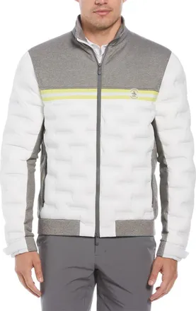 Original Penguin Mens Lsflzp Mock Neck Performance Jacket in Gray Heather - Grey - Size X-Large