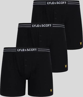 Lyle & Scott Mens 3 Pack Core Trunks With Eagle Waistband - Black - Size: 32/30/31