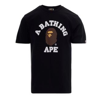 A Bathing Ape T-Shirts, male, Black, Size: XL Front-print Crewneck