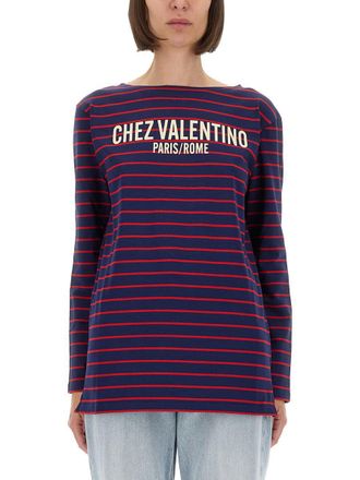 Valentino Garavani Striped Cotton Jersey T-Shirt