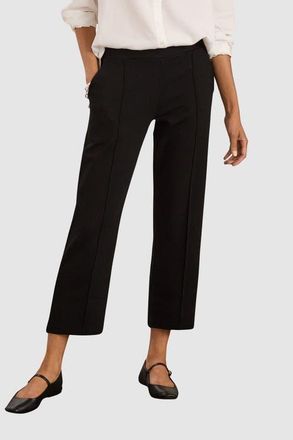 Baukjen Ebru Ponte Straight Leg Crop Trousers in Caviar Black at Nordstrom, Size 14