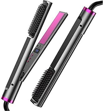 Trade Shop Cepillo Alisador 3 En 1 Para Pelo Liso Y Ondulado Plancha De Cer&aacute;mica Ptc