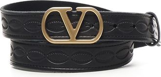 Valentino Garavani Vlogo Singature Leather Belt