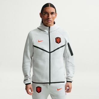 Nike Netherlands Tech Fleece Windrunner Nike Mens Soccer Full-Zip Hoodie in Grey | IB5942-025