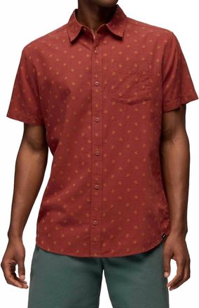 Prana Metador Short Sleeve Shirt In Red Ochre Octopus
