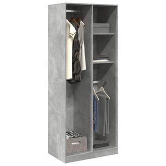 Berkfield Home Wardrobe Concrete Grey 80x50x200 cm Engineered Wood | Size: 80 x 50 x 200 cm