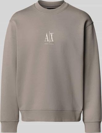 A|X Armani Exchange Sweatshirt mit Label-Stitching in Taupe, Größe XL