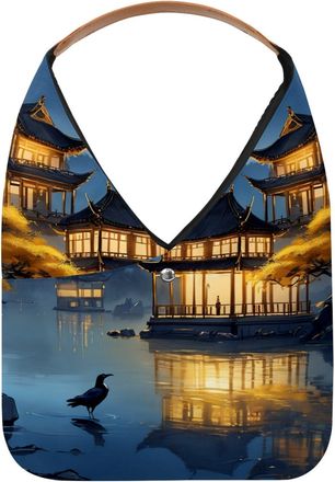 Generic Night Lake View Reusable Lightweight Grocery Bags - Foldable Into Compact Pouch, Washable & Sturdy, Multipurpose for Shopping and Travel