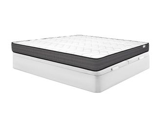 Vente-Unique Conjunto de canap&eacute; abatible blanco + colch&oacute;n de muelles ensacados 180 x 200 cm - AMBRACIE de YSM&Eacute;E