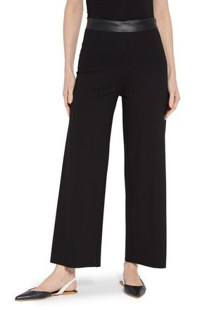 Lyss&eacute; Denver Faux Leather Waist Ponte Wide Leg Pants in Black at Nordstrom, Size X-Small
