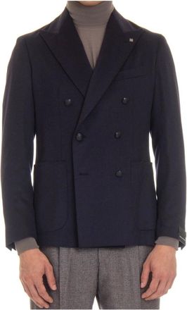 Tagliatore Double-Breasted Geweven Jas - Heren - Blazers - Blauw - L - Jassen