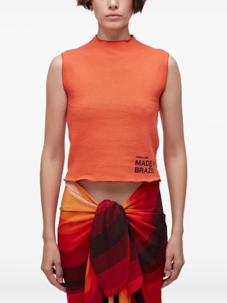 Osklen double-face raw-edge tank top - women - Fabric - M - Orange