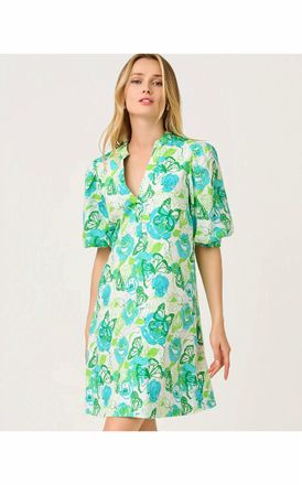 Lilly Pulitzer Mialeigh Linen Mini Dress In Resort White Monarch Rose