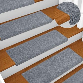 vidaXL Vidaxl - Tappetini Per Scale Autoadesivi 15 Pz 65x21x4 Cm Grigio Chiaro Bordo Rettangolare