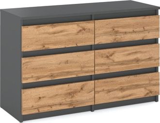 OEM C&oacute;moda Con Cajones Mueble Para Tv Para Sal&oacute;n 100 Cm 6 Cajones Roble Gris Wotan