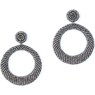 Deepa Gurnani Asta Beaded Drop Earrings in Gunmetal at Nordstrom