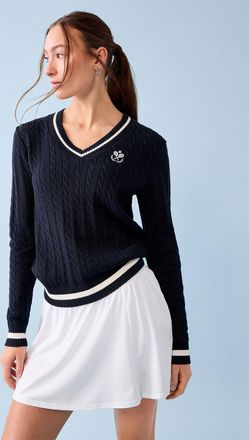 I.FIV5 Womens V-neck cable-knit golf sweater