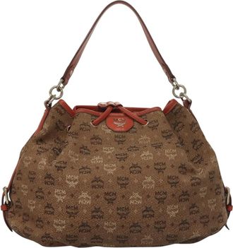 MCM Visetos Brown Canvas Shoulder Bag (Pre-Owned)